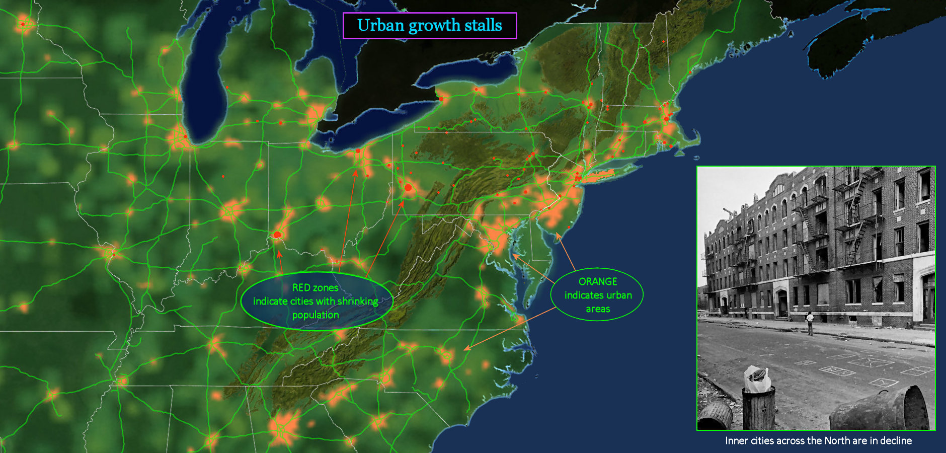 Urban decline, 1970s map